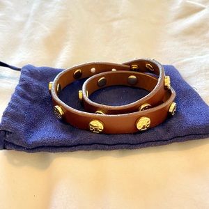 Tory Burch Leather Double Wrap Bracelet